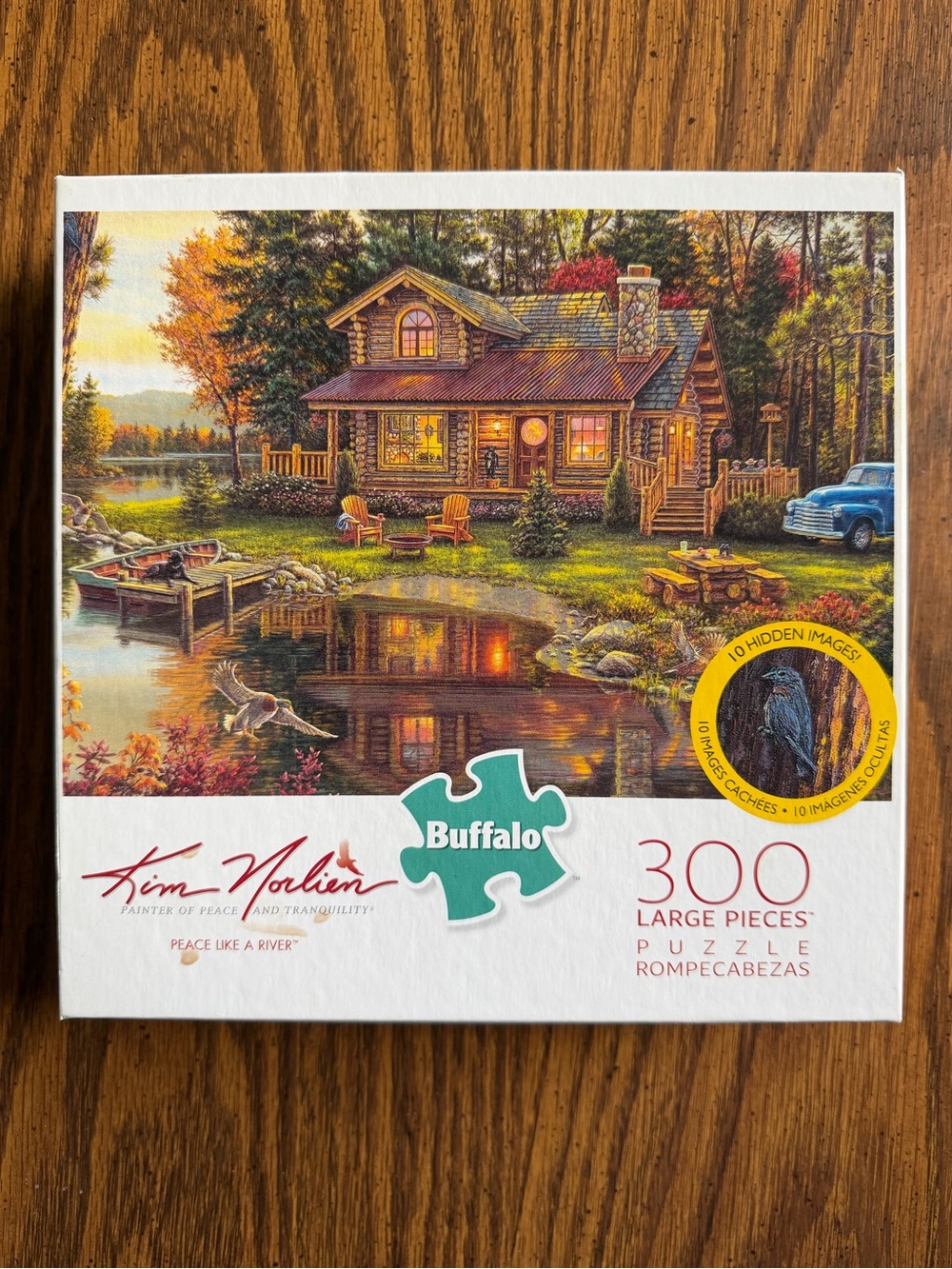 Buffalo Puzzle 300 LARGE Pieces COMPLETE Peace Like A River Hidden Images Poster